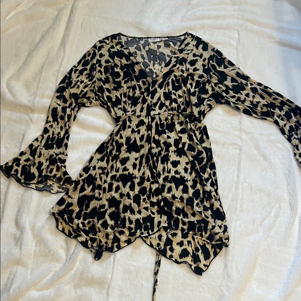 Cato Black and Cream Patterned Long Sleeve Tunic - Picture 9 of 10